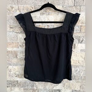 GAP Elegant Black Ruffle Blouse size L